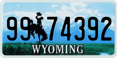 WY license plate 9974392