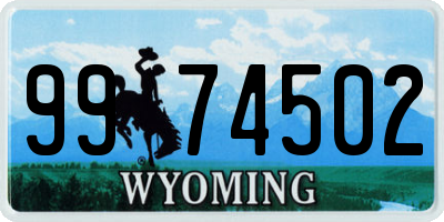 WY license plate 9974502