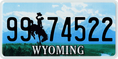 WY license plate 9974522