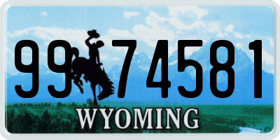 WY license plate 9974581