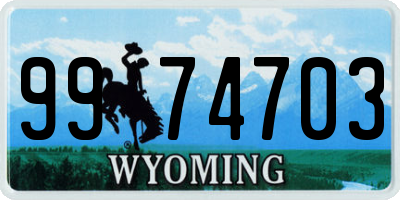 WY license plate 9974703