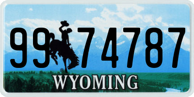 WY license plate 9974787