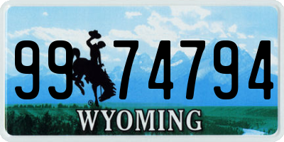 WY license plate 9974794