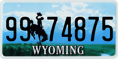 WY license plate 9974875