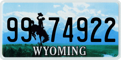 WY license plate 9974922