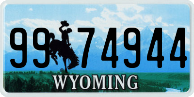 WY license plate 9974944