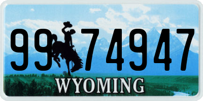 WY license plate 9974947