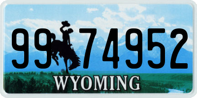 WY license plate 9974952