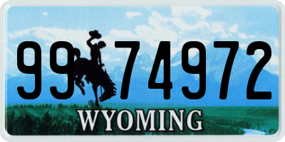 WY license plate 9974972