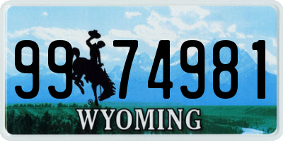 WY license plate 9974981