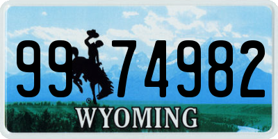 WY license plate 9974982