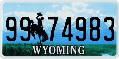WY license plate 9974983
