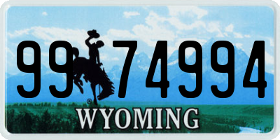 WY license plate 9974994