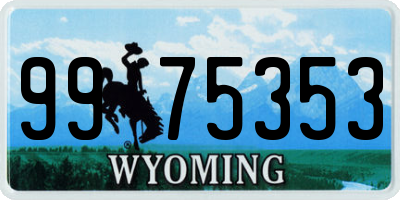 WY license plate 9975353