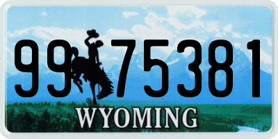 WY license plate 9975381