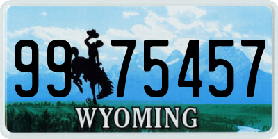 WY license plate 9975457