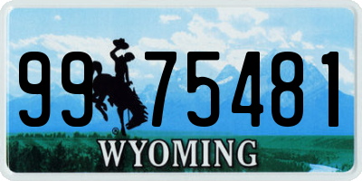 WY license plate 9975481
