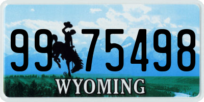 WY license plate 9975498