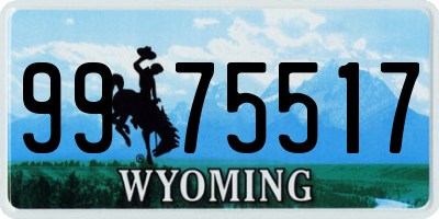 WY license plate 9975517