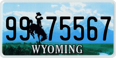 WY license plate 9975567