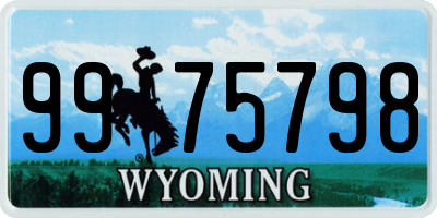 WY license plate 9975798