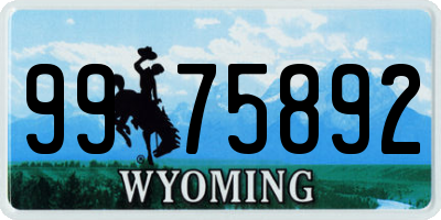 WY license plate 9975892