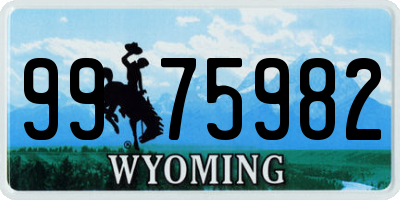 WY license plate 9975982