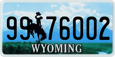 WY license plate 9976002