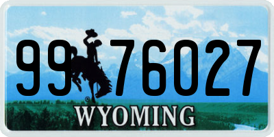WY license plate 9976027