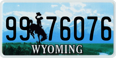 WY license plate 9976076