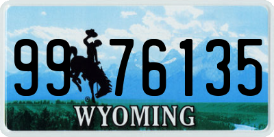 WY license plate 9976135