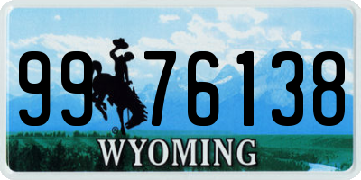 WY license plate 9976138