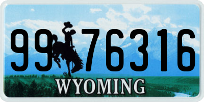 WY license plate 9976316