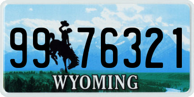 WY license plate 9976321