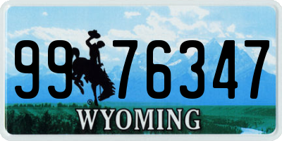 WY license plate 9976347