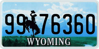 WY license plate 9976360