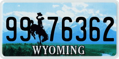 WY license plate 9976362