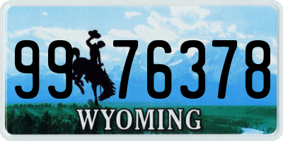 WY license plate 9976378