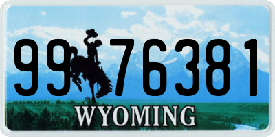 WY license plate 9976381