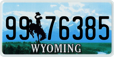 WY license plate 9976385