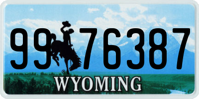 WY license plate 9976387