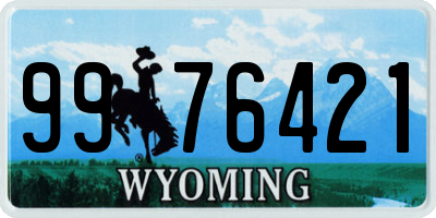 WY license plate 9976421