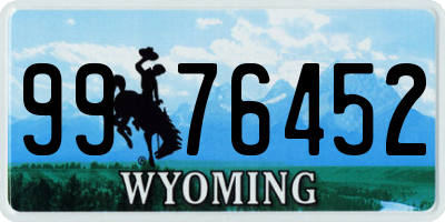 WY license plate 9976452