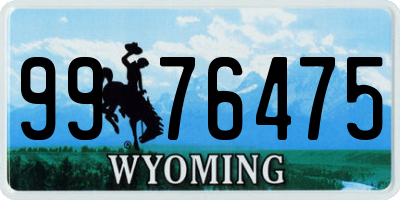 WY license plate 9976475