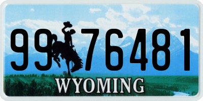 WY license plate 9976481