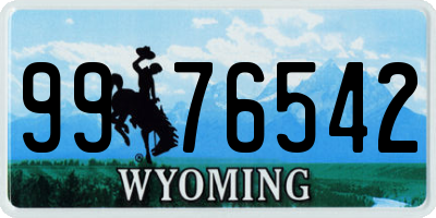WY license plate 9976542