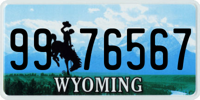 WY license plate 9976567