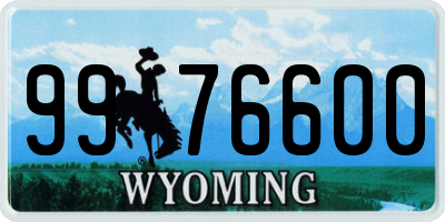WY license plate 9976600