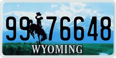 WY license plate 9976648