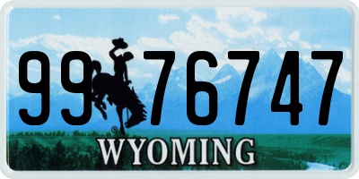 WY license plate 9976747